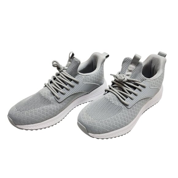 Men's Gray Athletic Sneakers Size 10.5 Lightweight Breathable Knit Fabric - Picture 6 of 11